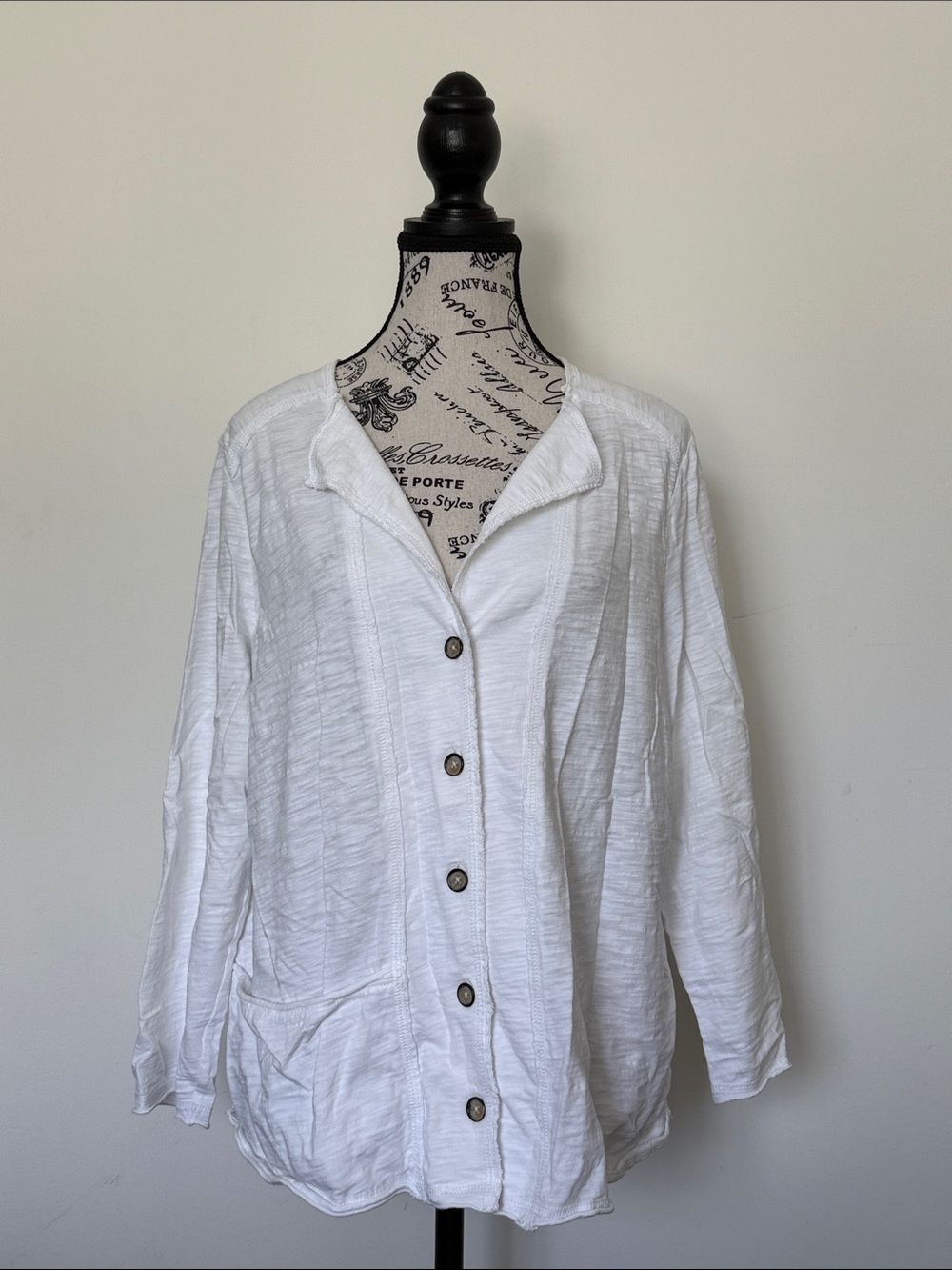 Habitat 100% Cotton White Button-Front Top - Size M